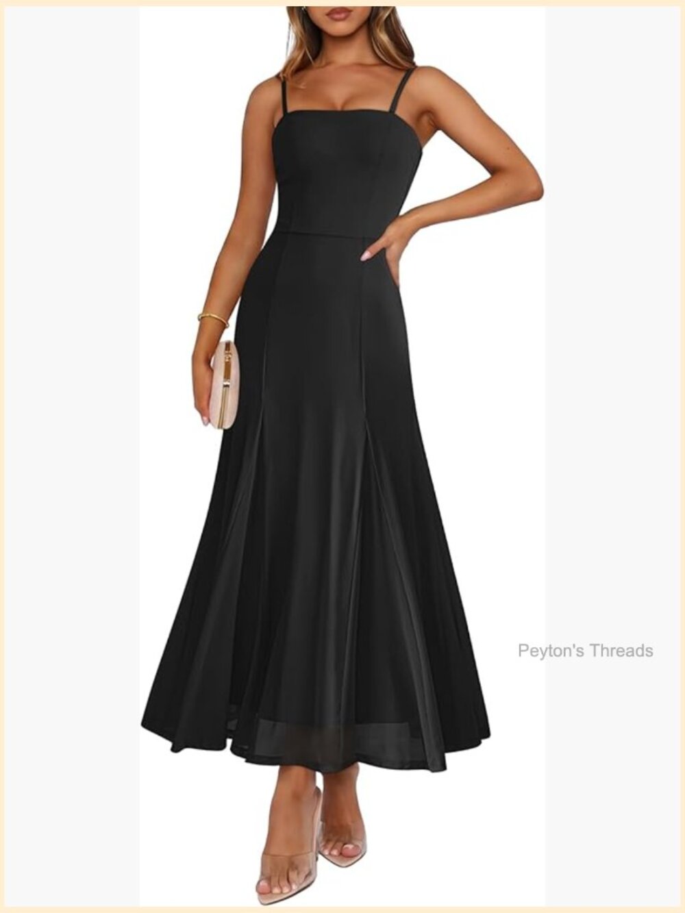 Maxi Dress Spaghetti Strap Flowy Formal Cocktail Wedding Guest Party